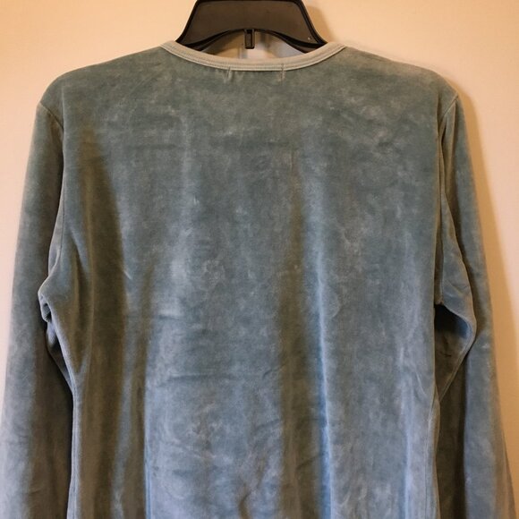 Sage Leopards & Roses Soft Terry Flower Embroidered Velour Sweater - Picture 6 of 15